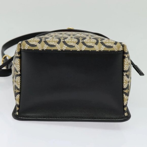 Salvatore Ferragamo Gancini Backpack PVC Leather Beige Gold Auth - Picture 9 of 16